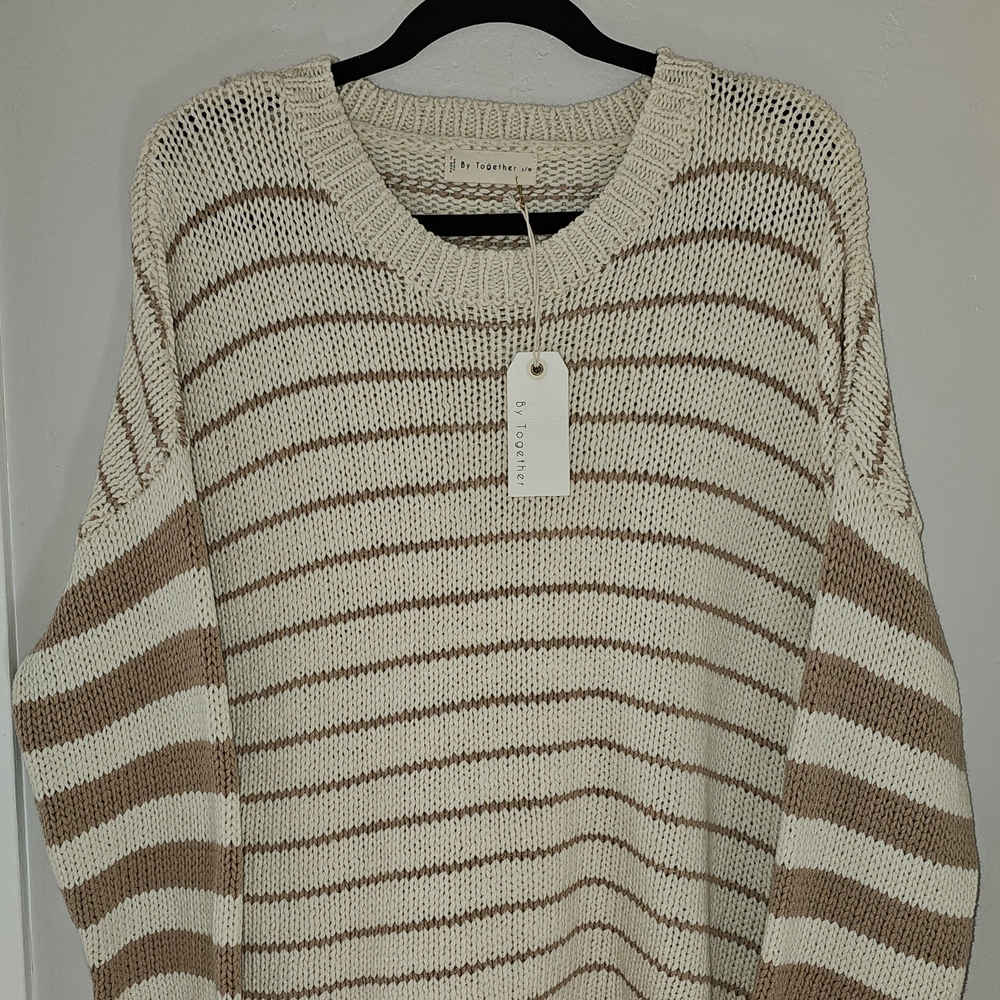 By Together Knit Sweater in Cream and Tan